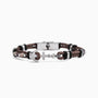 Drift Collection men's bracelet with braided leather, stainless steel anchor detail and silicone accents, 21 cm length, contemporary Italian men's jewelry.