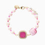 Bloom Murano glass bracelet with Carnelian, Agate or Amazonite stones and brass components, 18KT Gold Finish, adjustable 7.5 inches with extension, handcrafted in Venice, Italy.