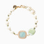 Bloom Murano glass bracelet with Carnelian, Agate or Amazonite stones and brass components, 18KT Gold Finish, adjustable 7.5 inches with extension, handcrafted in Venice, Italy.