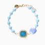 Bloom Murano glass bracelet with Carnelian, Agate or Amazonite stones and brass components, 18KT Gold Finish, adjustable 7.5 inches with extension, handcrafted in Venice, Italy.