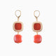 Bloom Murano glass drop earrings with Carnelian, Agate or Amazonite stones and brass components, 18KT Gold Finish, 2.4 inches, handcrafted in Italy.
