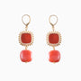 Bloom Murano glass drop earrings with Carnelian, Agate or Amazonite stones and brass components, 18KT Gold Finish, 2.4 inches, handcrafted in Venice, Italy.