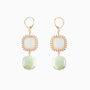 Bloom Murano glass drop earrings with Carnelian, Agate or Amazonite stones and brass components, 18KT Gold Finish, 2.4 inches, handcrafted in Venice, Italy.