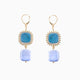 Bloom Murano glass drop earrings with Carnelian, Agate or Amazonite stones and brass components, 18KT Gold Finish, 2.4 inches, handcrafted in Italy — detail of the stones.