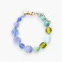 Breeze Murano glass bracelet with 18KT Gold Finish over brass, adjustable 7.5 inches with 1.2 inch extension, handcrafted in Venice, Italy.