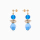 Glow Murano glass drop earrings with 18KT Gold Finish over brass, handcrafted in Italy, 2 inches length — detail view.