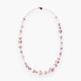 Blush Murano glass long necklace with 18KT Gold Finish over brass, 31.5 inches, handcrafted in Venice, Italy.