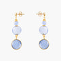 MurrinaMurano.us Trace Drop Earrings in soft blue Murano Glass with rounded glass elements, faceted blue pendants, and 18KT gold-finished details. Handcrafted in Italy.