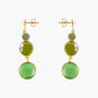 MurrinaMurano.us Trace Drop Earrings in green Murano Glass with rounded glass elements, faceted green pendants, and 18KT gold-finished details. Handcrafted in Italy.
