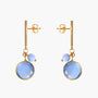 MurrinaMurano.us Trace Easy Drop Earrings in blue Murano Glass, featuring a faceted round glass pendant and 18KT gold-finished details. Handcrafted in Italy.