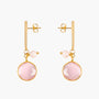 MurrinaMurano.us Trace Easy Drop Earrings in pink Murano Glass with a faceted round pendant, slender gold-finished bar, and delicate glass accent. Handcrafted in Italy.