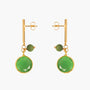 MurrinaMurano.us Trace Easy Drop Earrings in green Murano Glass with faceted round pendants and 18KT gold-finished details. Handcrafted in Italy.