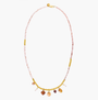 Veil Long Necklace with pale pink Murano Glass beads, 18KT Gold Finish over brass details, and hard stone accents, handcrafted in Italy.