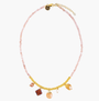 Veil Choker Necklace with pink Murano Glass beads, orange and amber glass accents, and 18KT gold-finished details. Handcrafted in Italy.