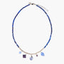 MurrinaMurano.us Veil Choker Necklace in blue Murano Glass with blue and purple pendant accents and silver-finished details. Handcrafted in Italy.