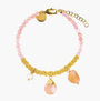 Veil Bracelet with pink Murano Glass beads, orange glass pendants, and 18KT gold-finished details. Handcrafted in Italy.