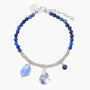 Veil Bracelet in blue Murano Glass with blue and purple glass pendants and silver-toned details. Handcrafted in Italy.