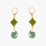 Veil Murano glass drop earrings in green with faceted natural stone drops. Handcrafted in Italy.