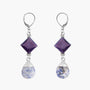 MurrinaMurano.us Veil Murano glass drop earrings in blue with blue-white natural stone drops and 18KT gold-plated brass. Handcrafted in Italy.