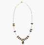 Core Long Necklace in brown and gray Murano Glass with a faceted natural stone pendant and 18KT gold-finished details. Handcrafted in Italy.