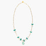MurrinaMurano.us Core Long Necklace in green and white Murano Glass with a faceted natural stone pendant and 18KT gold-finished details. Handcrafted in Italy.