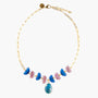 Core Choker Necklace in blue and pink Murano Glass with a faceted natural stone pendant and 18KT gold-finished details. Handcrafted in Italy.