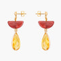 Core Top Drop Earrings in red Murano Glass with luminous yellow faceted crystal drops and 18KT gold-finished details. Handcrafted in Italy.