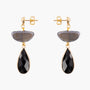 Core Top Drop Earrings in smoky gray Murano Glass with faceted black crystal drops and 18KT gold-finished details. Handcrafted in Italy.