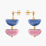 Core Drop Earrings in blue and pink Murano Glass with sculptural layered elements and 18KT gold-finished details. Handcrafted in Italy.
