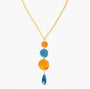 Edge Murano glass pendant necklace with layered glass elements and faceted teardrop pendant, 18KT Gold Finish over brass, handcrafted in Italy.