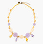 Edge Choker Necklace with lilac and yellow Murano glass elements, 18KT Gold Finish over brass, adjustable 18.1 inches with extension, handcrafted in Italy.