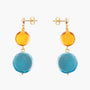 Edge Murano glass drop earrings with blue and orange glass elements, 18K gold finish over brass, handcrafted in Italy.