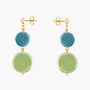 Edge Murano glass drop earrings with blue and green glass elements, 18K Gold finish over brass, handcrafted in Italy.