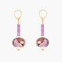 MurrinaMurano.us Frame drop earrings in soft pink Murano Glass, with faceted pink glass beads, sculptural rose-toned glass drops, and 18KT gold-finished details. Handcrafted in Italy.