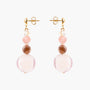 MurrinaMurano.us Frame Murano glass drop earrings in warm brown and amber tones, with graduated glass beads leading to faceted oversized brown glass centers. Handcrafted in Italy.