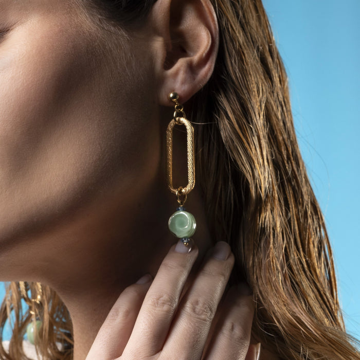 Breeze Collections - Murano Glass Link Drop Earrings hover image