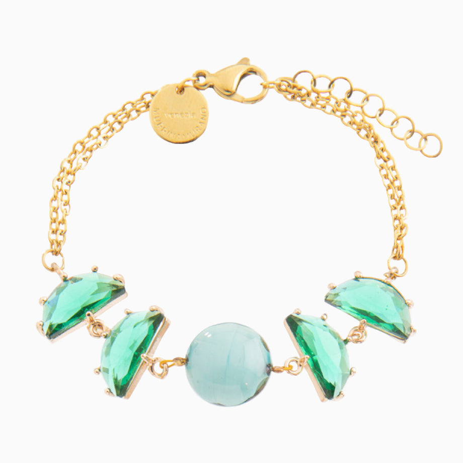Ocean Odyssey Bracelet, Murano glass with 18KT Gold Finish over Brass and Stainless STeel clasp, Made in Italy – Ocean Odyssey Collection

