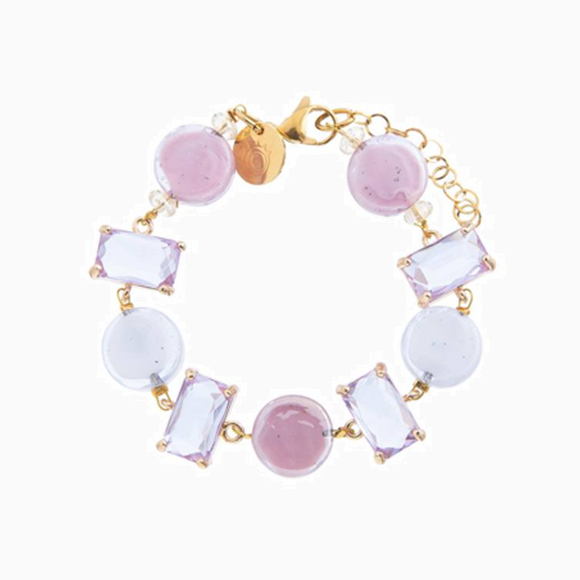 Sunset Mirage Bracelet, Murano glass with 18KT Gold Finish over Brass and Stainless Steel clasp, Made in Italy – Sunset Mirage Collection