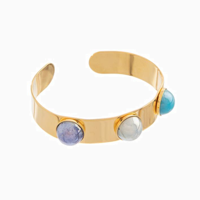 Seaside Serenity Collection Murano glass bracelet crafted with 18KT gold finish over Brass, Made in Italy. Authentic Venetian artistry. murrinamurano.us
