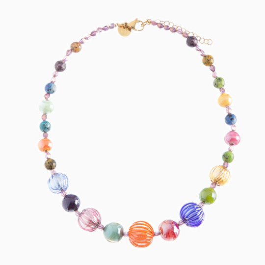 Gea Necklace Collier, Murano glass with 18KT Gold Finish over Stainless Steel, Made in Italy – Gea Collection

