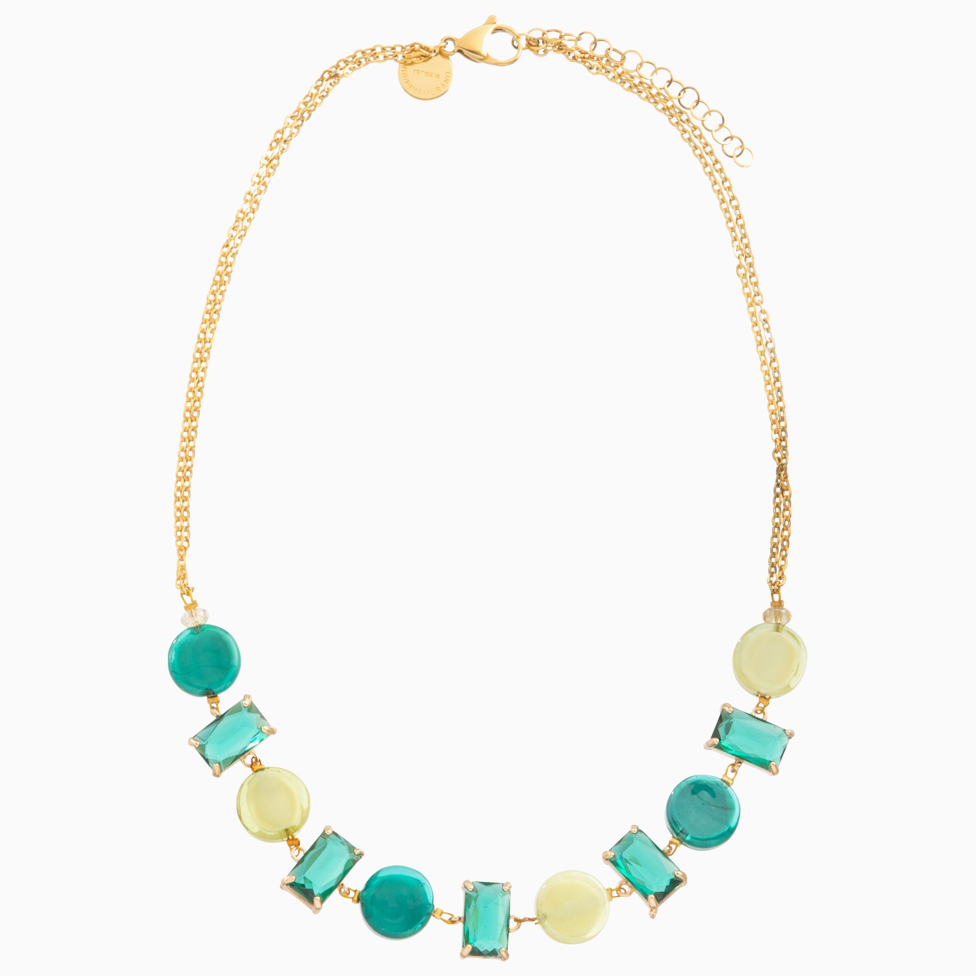 Sunset Mirage Necklace Collier, Murano glass with 18KT Gold Finish over Brass and Stainless Steel, Made in Italy – Sunset Mirage Collection