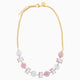 Sunset Mirage necklace collier, Murano glass with 18KT gold finish over brass and stainless steel clasp, Made in Italy — angled view.