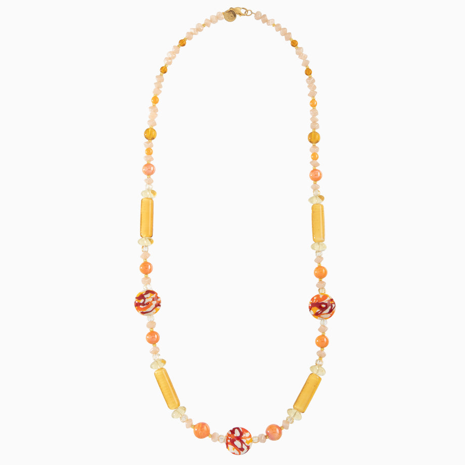 Tasnim Opera Necklace, Murano glass with 18KT Gold Finish over Brass and Stainless Steel clasp, Made in Italy – Tasnim Collection