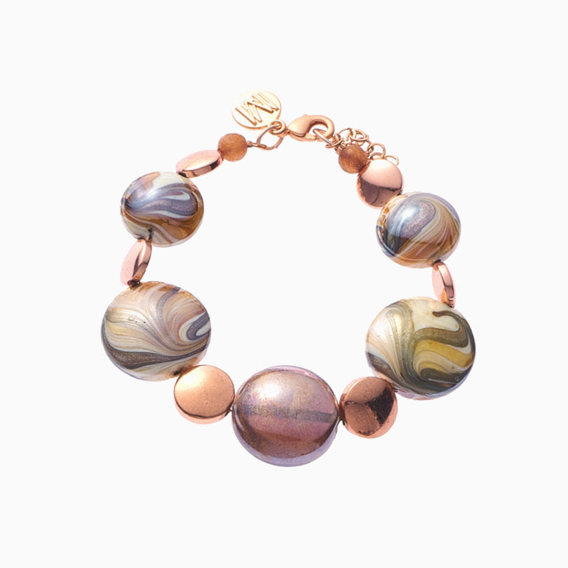 Atena Bracelet, Murano glass with Gold Finish over Steel, Made in Italy – Atena Collection