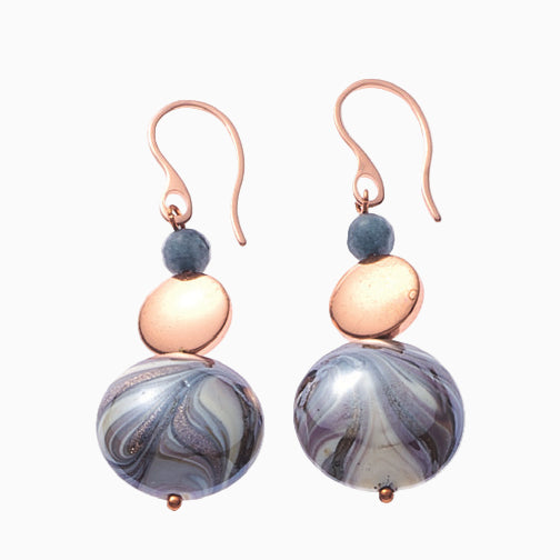 Atena Earrings, Murano glass with 18KT Gold Finish over Stainless Steel, Made in Italy – Atena Collection
