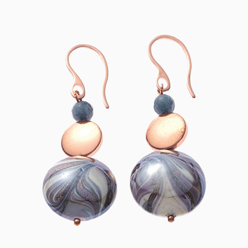 Atena Earrings, Murano glass with Gold Finish over Steel, Made in Italy – Atena Collection
