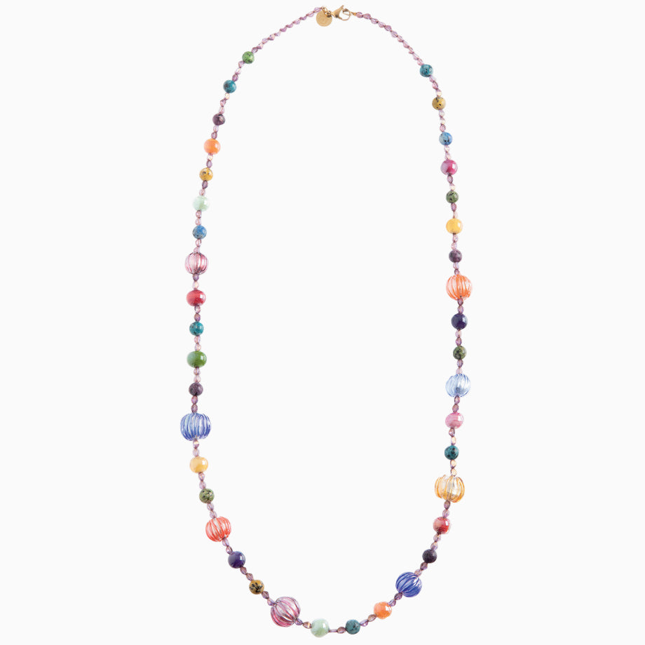 Gea Opera Necklace, Murano glass with 18KT Gold Finish over Stainless Steel, Made in Italy – Gea Collection

