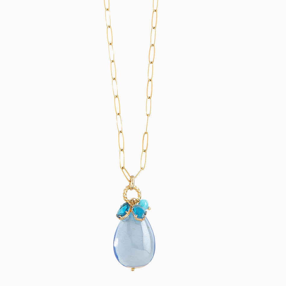 Jasmine Pendant Necklace, Murano glass with 18KT Gold Finish over Brass and Stainless Steel clasp, Made in Italy – Jasmine Collection
