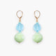 MurrinaMurano.us blue and light green Murano glass drop earrings with gold finish leverback closure. 2 inches long.