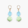 MurrinaMurano.us blue and light green Murano glass drop earrings with gold leverback closure. 2 inches long.